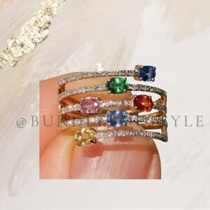 🌙 C1079 - Elegant Multi-Color Gemstone Ring